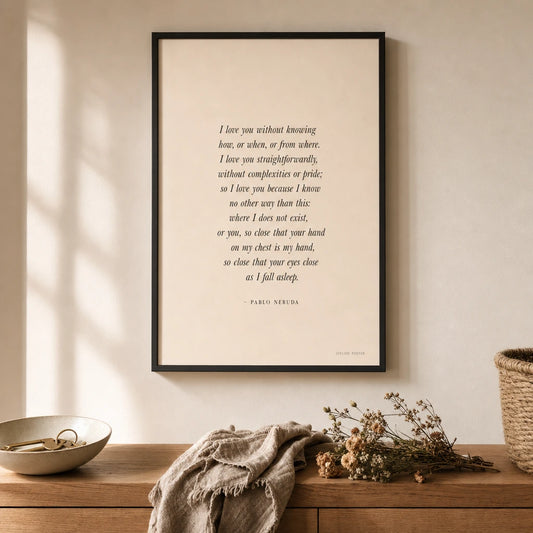 Love Letter Excerpt Poster — Personalized love letter excerpt elegant Playfair italic, lifestyle in interior, Atelier Poster