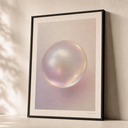 Soft Girl Pearl Pink Poster — Oversized iridescent pearl soft girl Pinterest aesthetic, premium hero shot, Atelier Poster