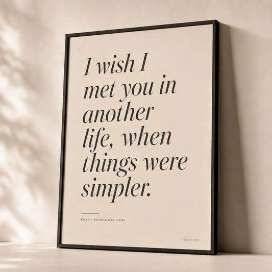 Custom Song Lyric Poster — Personalized song lyric excerpt elegant Playfair italic, premium hero shot, Atelier Poster