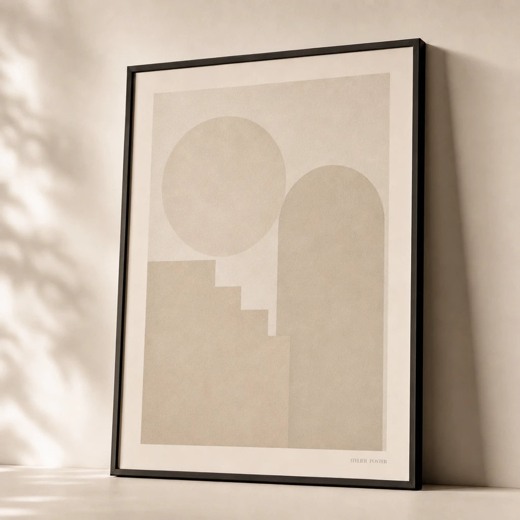 All Cream Tonal Three Gallery Poster — Three-print all-cream tonal serene graduated neutral set, premium hero shot, Atelier Poster