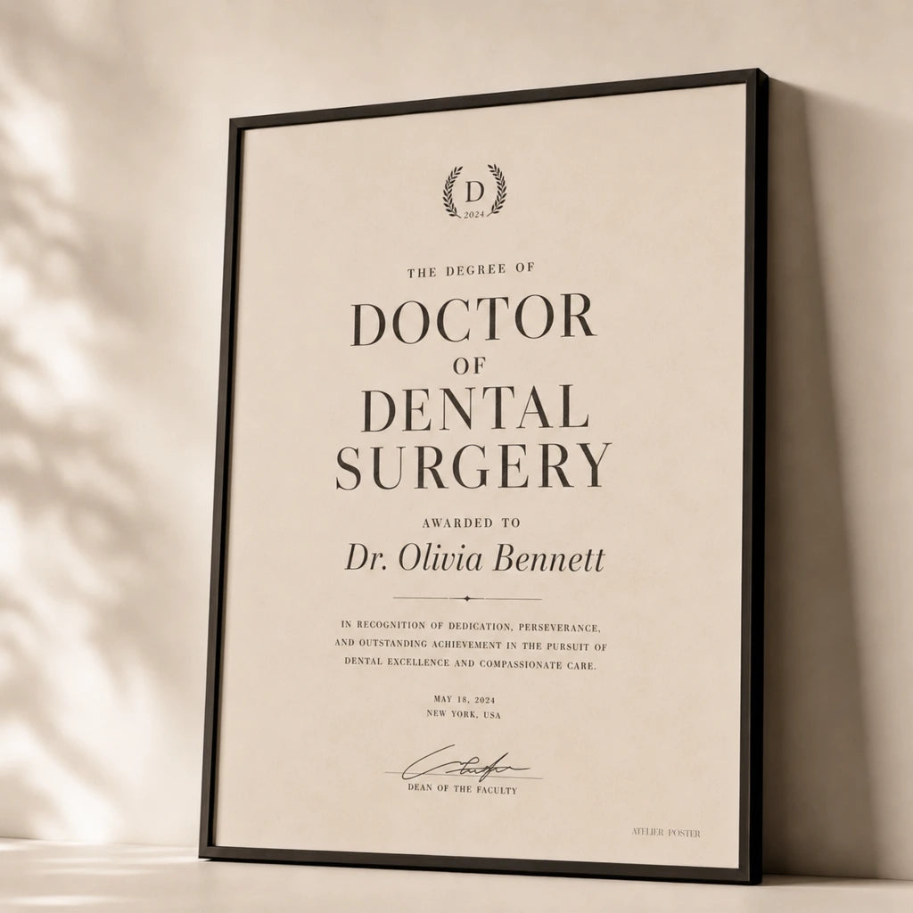 Custom Achievement Custom Poster — Personalized achievement custom milestone elegant Playfair, premium hero shot, Atelier Poster