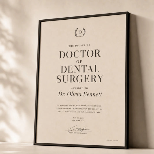 Custom Achievement Custom Poster — Personalized achievement custom milestone elegant Playfair, premium hero shot, Atelier Poster
