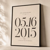 Anniversary Date Custom Poster — Personalized anniversary date elegant Playfair serif milestone, premium hero shot, Atelier Poster