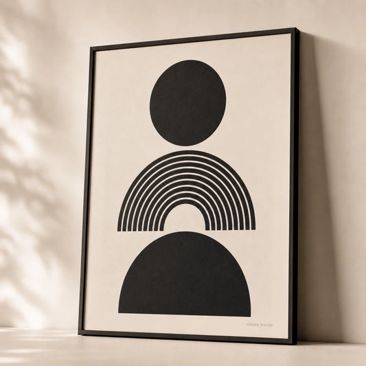 Monochrome Trio Set Gallery Poster — Three coordinated monochrome black-white trio gallery set, premium hero shot, Atelier Poster
