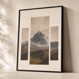 Statement Mountain Flanking Gallery Poster — Statement mountain landscape with two flanking horizon set, premium hero shot, Atelier Poster