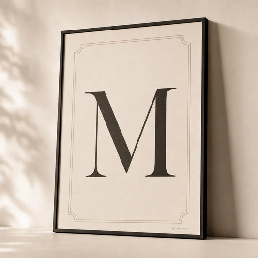 Family Initial Monogram Poster — Personalized family initial monogram elegant serif classical, premium hero shot, Atelier Poster