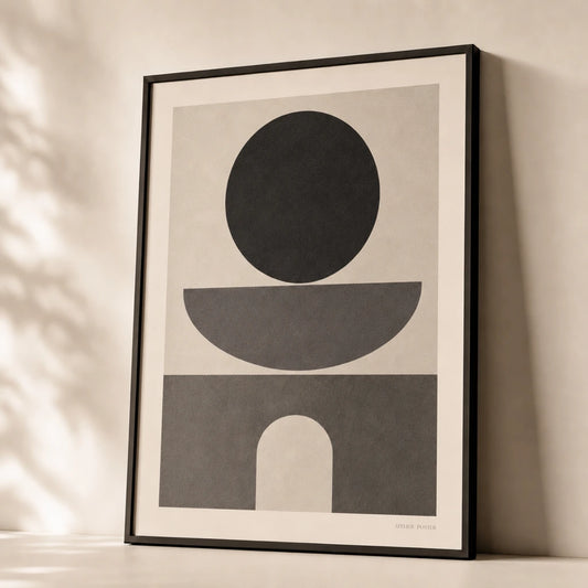 All Charcoal Tonal Three Gallery Poster — Three-print all-charcoal tonal sophisticated graduated dark, premium hero shot, Atelier Poster