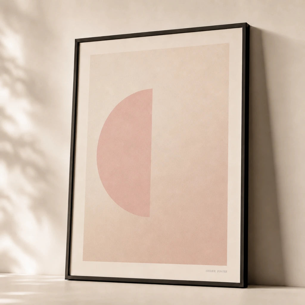 Pale Pink Half-Moon Soft Poster — Pale pink half-moon soft pastel feminine minimalist, premium hero shot, Atelier Poster