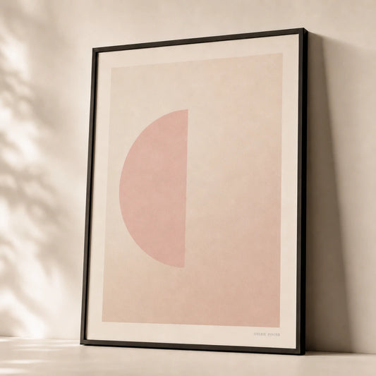 Pale Pink Half-Moon Soft Poster — Pale pink half-moon soft pastel feminine minimalist, premium hero shot, Atelier Poster