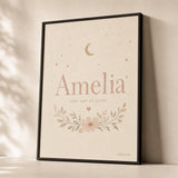 Baby Name Custom Pastel Poster — Personalized baby name soft pastel serif typography nursery, premium hero shot, Atelier Poster
