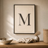 Family Initial Monogram Poster — Personalized family initial monogram elegant serif classical, lifestyle in interior, Atelier Poster