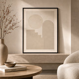 All Cream Tonal Three Gallery Poster — Three-print all-cream tonal serene graduated neutral set, lifestyle in interior, Atelier Poster
