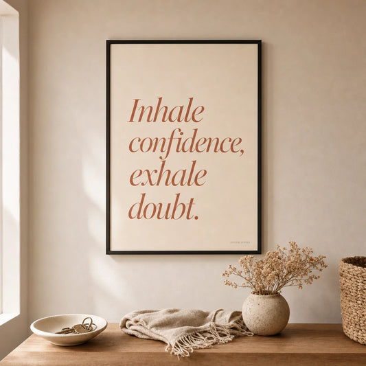 Custom Mantra Personalized Poster — Personalized custom mantra elegant Playfair italic phrase, lifestyle in interior, Atelier Poster