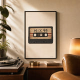 90s Grunge Cassette Poster — Vintage 90s cassette MIX 94 grunge hand-drawn lo-fi, lifestyle in interior, Atelier Poster