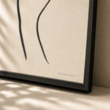 Single Hand Gesture Poster — Minimalist black line hand with extended fingers gesture, close-up detail of print, Atelier Poster