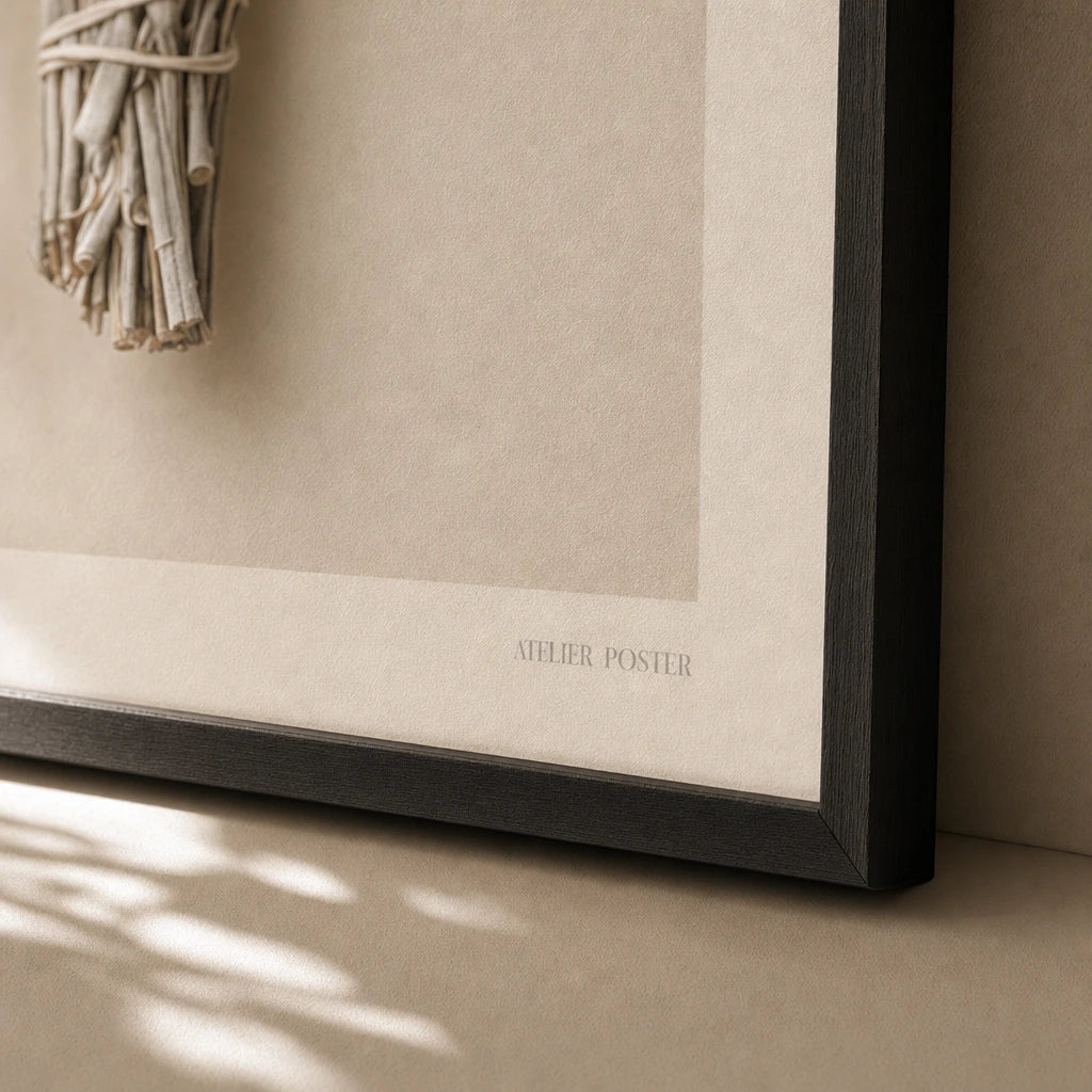 Sage Smudge Stick Poster — Single bundled white sage smudge stick tied with twine, close-up detail of print, Atelier Poster