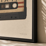 90s Grunge Cassette Poster — Vintage 90s cassette MIX 94 grunge hand-drawn lo-fi, close-up detail of print, Atelier Poster