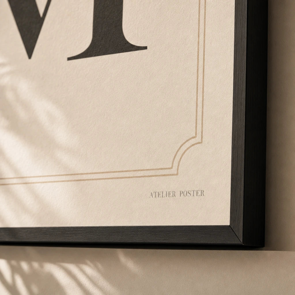 Family Initial Monogram Poster — Personalized family initial monogram elegant serif classical, close-up detail of print, Atelier Poster