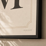 Family Initial Monogram Poster — Personalized family initial monogram elegant serif classical, close-up detail of print, Atelier Poster