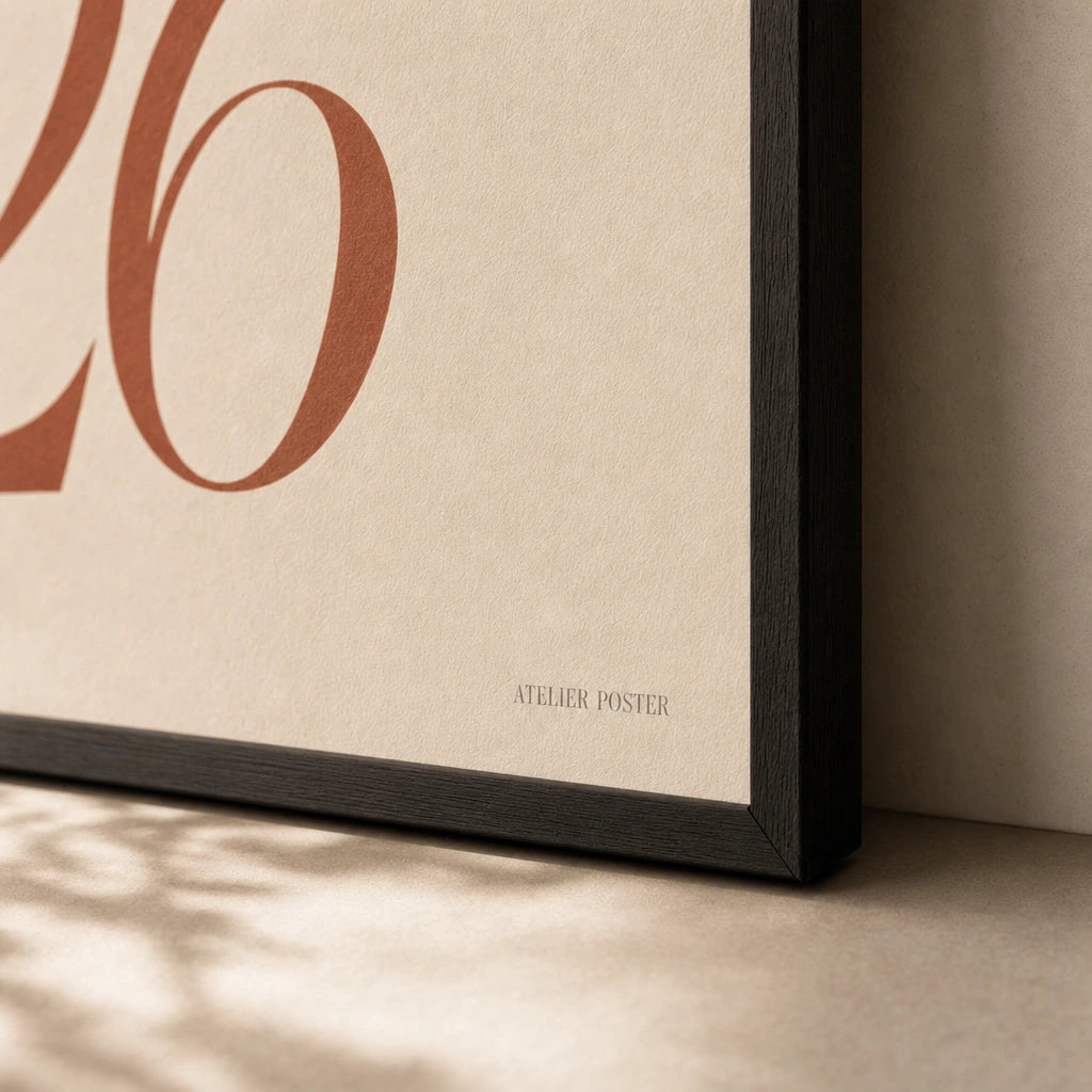 Wedding Date Personalized Poster — Personalized wedding date elegant Playfair Display italic, close-up detail of print, Atelier Poster