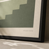 All Sage Tonal Three Gallery Poster — Three-print all-sage tonal monochromatic graduated calm set, close-up detail of print, Atelier Poster