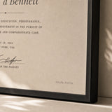 Custom Achievement Custom Poster — Personalized achievement custom milestone elegant Playfair, close-up detail of print, Atelier Poster