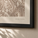 Hand-Drawn Henna Detail Poster — Hand-drawn henna paisley and vine pattern in deep umber, close-up detail of print, Atelier Poster