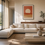 Oversized Desert Sunset Poster — Oversized desert sunset abstract landscape warm horizon, wide room display, Atelier Poster
